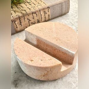 New Pink Marble Stone Cell Phone Heavy Freestanding Holder Stand